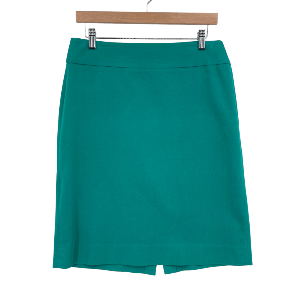 Banana Republic Skirt Womens Size 10 Green Cotton Casual Back Zip Pockets Vented